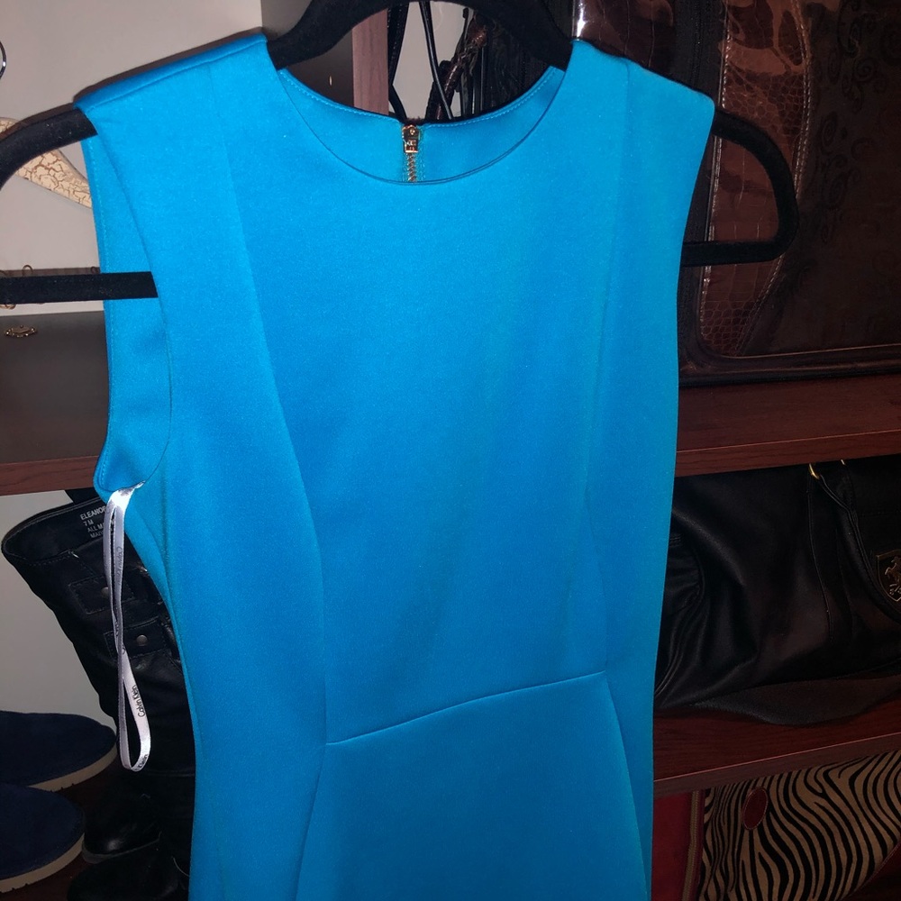 Calvin Klein Turquoise Scuba Sheath Bodycon Dress